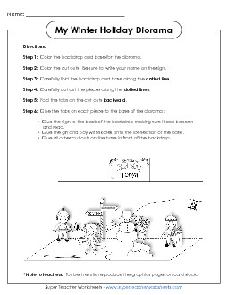 Winter Scene Diorama Christmas Worksheet