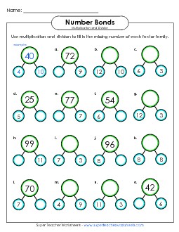 Fact Family Circles (0-12s) Number Families Worksheet