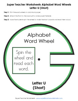 Short U -  Word Wheel Word Wheels Worksheet