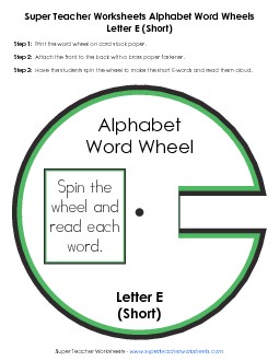 Short E -  Word Wheel Word Wheels Worksheet