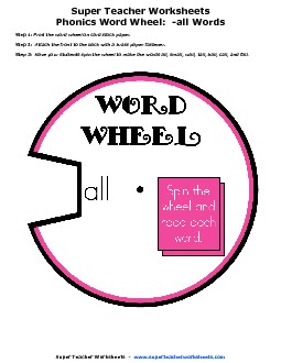 -all Word Wheel Phonics Worksheet