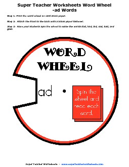 -ad Word Wheel Phonics Worksheet