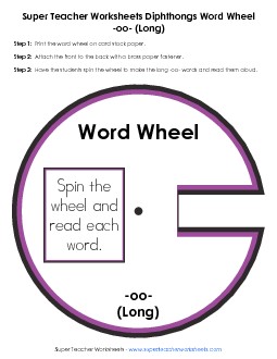 Long OO -  Word Wheel Word Wheels Worksheet