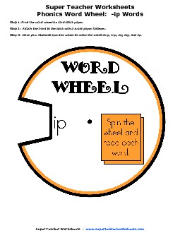 -ip Word Wheel Phonics Worksheet