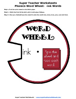 -ink Word Wheel Phonics Worksheet