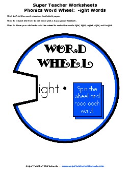 -ight Word Wheel Phonics Worksheet