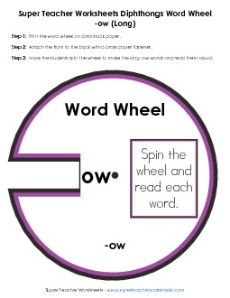 Long OW -  Word Wheel Word Wheels Worksheet