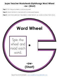 Short OW -  Word Wheel Word Wheels Worksheet