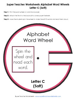 C-  Word Wheel (Soft C) Free Word Wheels Worksheet