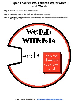 -end Word Wheel Phonics Worksheet