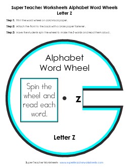 Z -  Word Wheel Word Wheels Worksheet