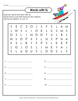 SL Word Search Phonics Words With Worksheet