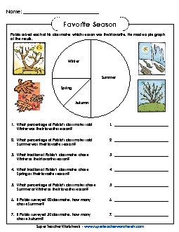 Seasons Pie Graph Graphing Worksheet