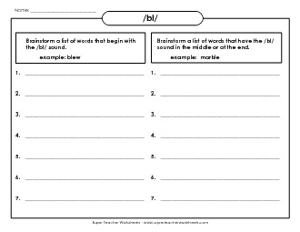 BL Brainstorm (Intermediate) Phonics Words With Worksheet