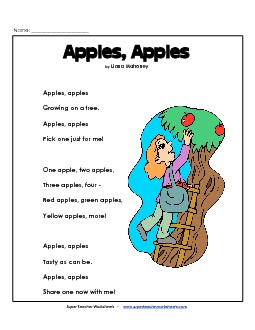 Apples, Apples 1st Grade Reading Comprehension Worksheet