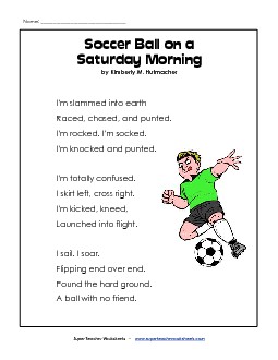 Soccer Ball on a Saturday Morning Poems Worksheet