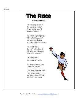 The Race 3rd Grade Reading Comprehension Worksheet