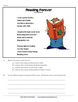 Reading Forever 2nd Grade Reading Comprehension Worksheet