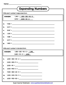 Expanded Form: Thousands Place Value Worksheet