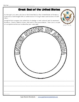 Great Seal of the USA (Design Your Own) Patriotic Symbols Worksheet