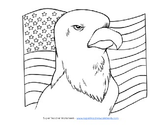 Eagle and Flag Free Coloring Pages Worksheet