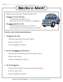 Parts of Speech: Adjectives vs. Adverbs Worksheet