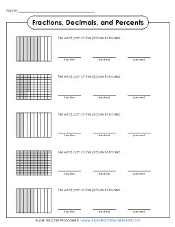 Percent Picture Problems (Basic) Percents Worksheet