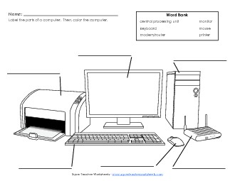 Parts of a Computer - Blank/Label Computer Parts Worksheet