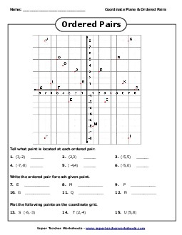 Coordinate Plane (Positive and Negative) Geometry Worksheet