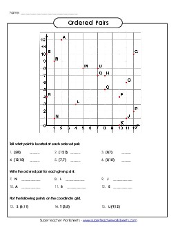 Ordered Pairs 1 Free Geometry Worksheet