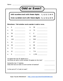 Even and Odd Numbers Free Even Odd Worksheet