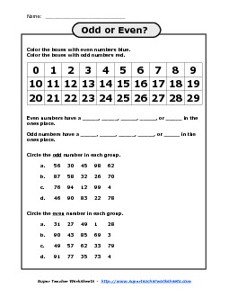 Even or Odd Even Odd Worksheet