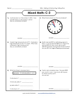 Mixed Math: C3 Word Problems Worksheet