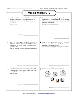 Mixed Math: C2 Free Word Problems Worksheet