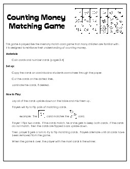 Counting Money Memory Game (Basic) Worksheet