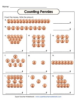 Counting Pennies 1 Counting Money Worksheet