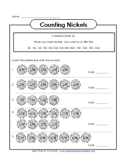 Counting Nickels 2 Counting Money Worksheet