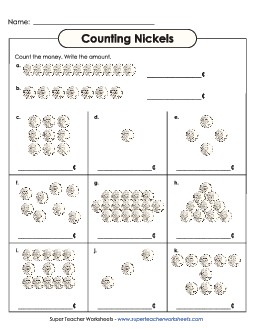 Counting Nickels Counting Money Worksheet