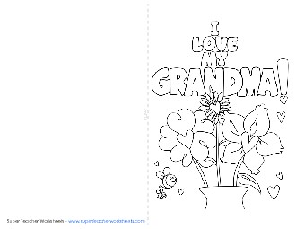 Card: Grandma Bouquet Mothers Day Worksheet