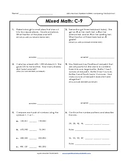 Mixed Math: C9 Word Problems Worksheet