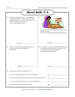 Mixed Math: C5 Word Problems Worksheet