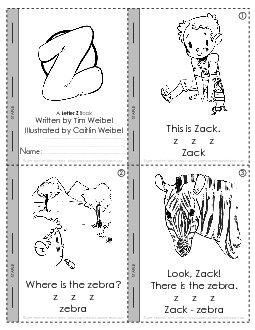 Letter Z  Mini-Book Minibooks Worksheet