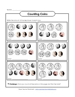 Counting Mixed Coins 1 Counting Money Worksheet