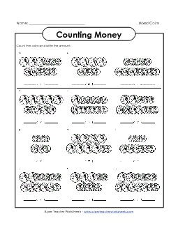 Counting Mixed Coins 2 Counting Money Worksheet