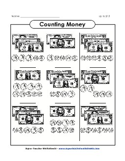 Counting Money up to $12 Worksheet