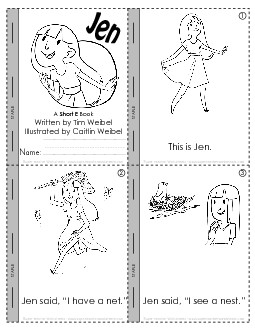 Short E Mini-Book: Jen Free Minibooks Worksheet