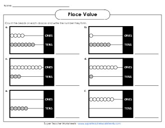 Abacus Place Value (2-Digit) Worksheet