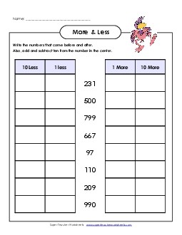 More & Less (3-Digit) Counting Worksheet