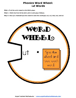 -ut Word Wheel Phonics Worksheet