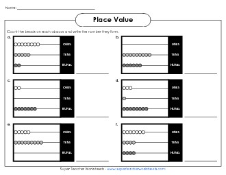 Abacus Place Value (3 Digit) Worksheet